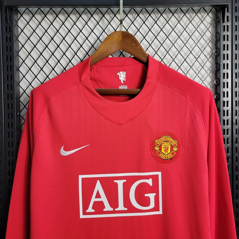 Retro Manchester United 2007-2008 home Long Sleeve - Image 3